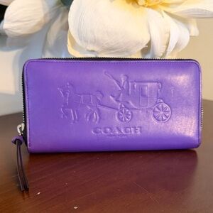 Coach Vibrant Purple Embossed Wallet